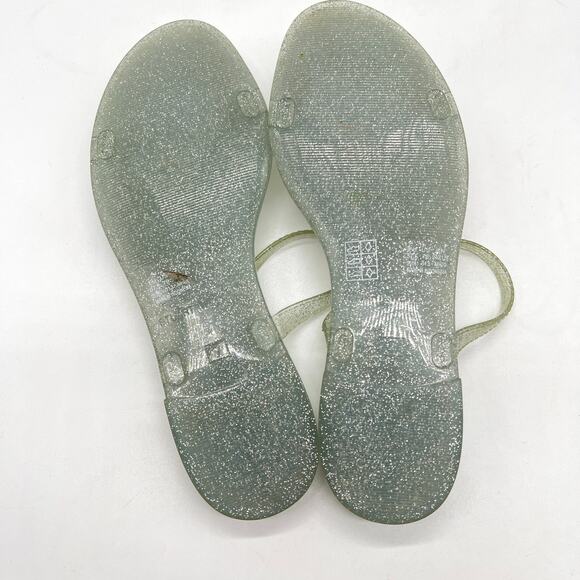 STUART WEITZMAN Sawyer Jelly Slide Sandals Womens 7 Silver Glitter Pool Vacation - Picture 6 of 7